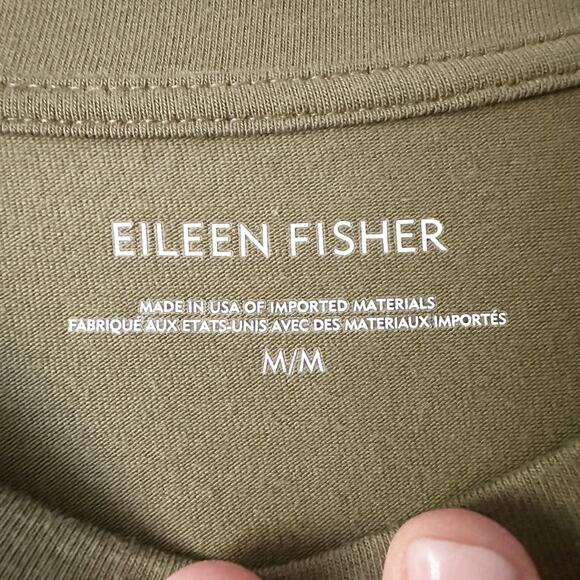Eileen Fisher Organic Cotton Olive Green Midi T-shirt Dress women's size Medium‎ - Picture 5 of 10